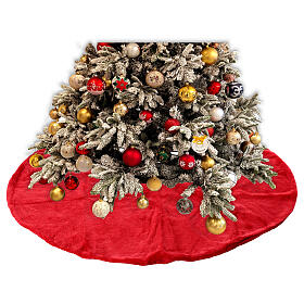 Cache-pied sapin de Noël peluche rouge 120 cm