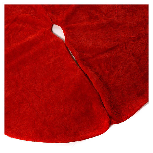 Cache-pied sapin de Noël peluche rouge 120 cm 2