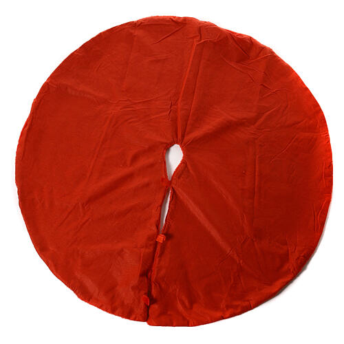 Okrycie na stojak choinki pokrowiec pluszowy czerwony 120 cm 3