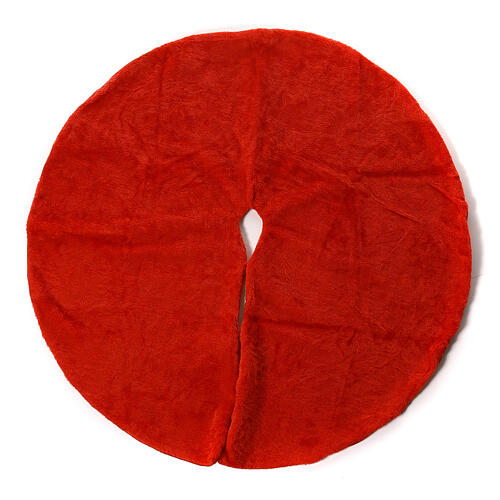 Manta para base de Árvore de Natal peluche vermelho 120 cm 1