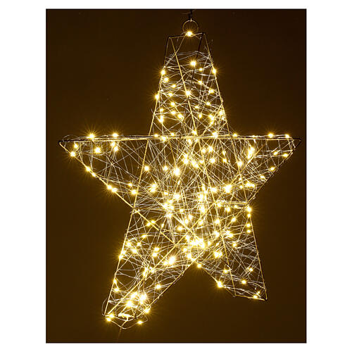 Estrela 3D para pendurar 30x30 cm gotas LED branco quente 4