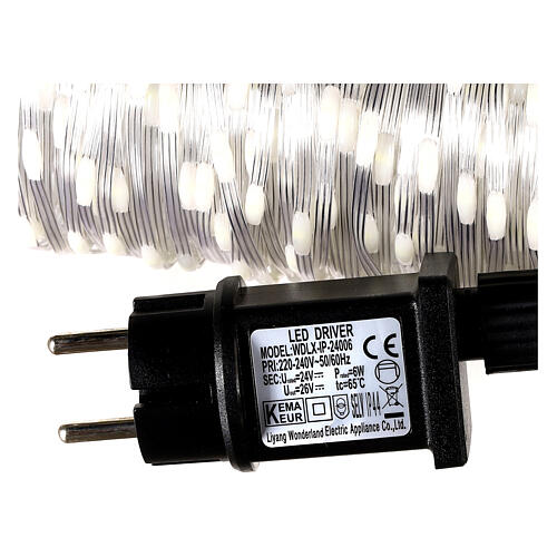 Guirlande lumineuse 400 maxi gouttes LED blanches, pliables, 20 m, câble transparent, minuteur et jeux de lumières 6