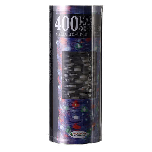 Guirlande lumineuse 400 maxi gouttes LED multicolores, pliables, 20 m, câble transparent, minuteur et jeux de lumières 5