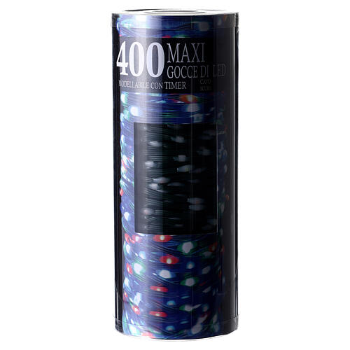 400 maxi gotas LED multicolores, flexíveis, 20 m, cabo escuro, temporizador e jogos de luzes 6