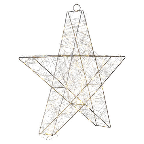 Estrela 3D para pendurar 80x80 cm gotas LED branco quente 3
