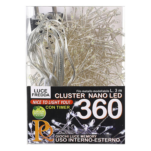 Cluster 360 nano led luce bianca fredda 3 m timer e giochi di luce 5