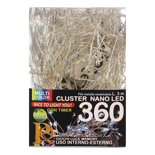 Cluster of 360 nano-LED lights, multicoloured, 6 m, with timer and light modes 5