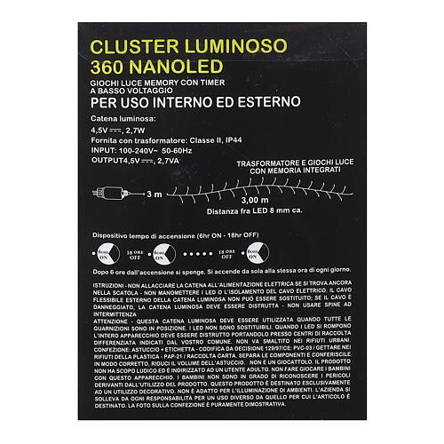 Cluster 360 nano LED string lights timer and multicolor light effects 6 m 6