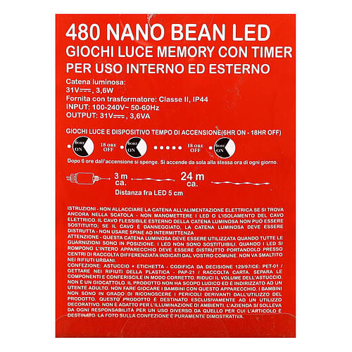 Guirlande 480 nano-LEDs lumière biface 24 m 6