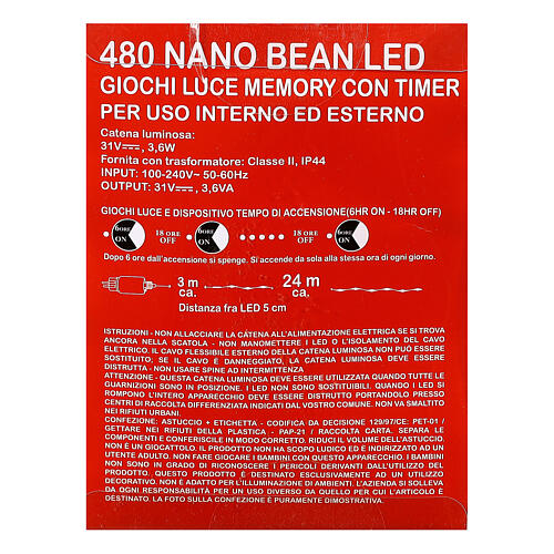 480 nano bean led giochi luce e timer multicolore 6