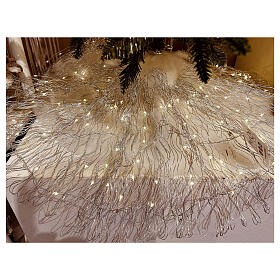 Light belt 2 m, silver metal, 120 white nano-LEDs, Christmas tree base cover