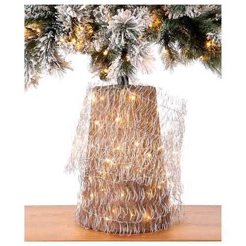 Light belt 2 m, silver metal, 120 white nano-LEDs, Christmas tree base cover 3