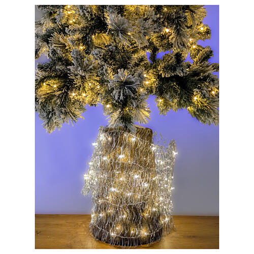 Bande métal argenté 2 m 120 nano-LEDs blanc froid couverture base sapin 1