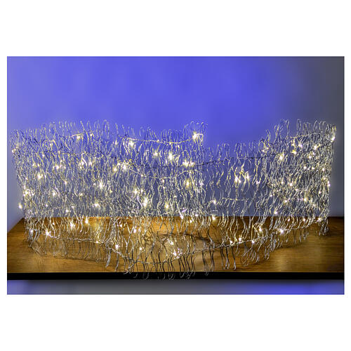 Bande métal argenté 2 m 120 nano-LEDs blanc froid couverture base sapin 2