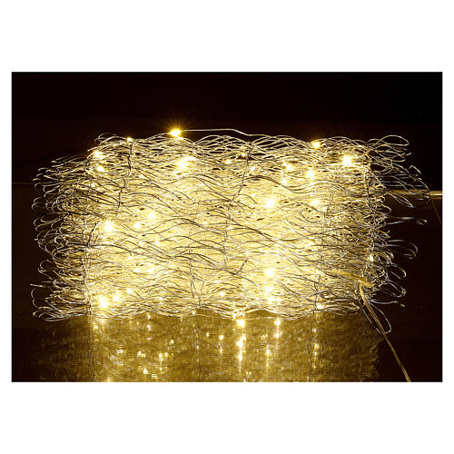 Faixa 2 m metal prateado 120 nano LEDs brancos cobre base árvore 4