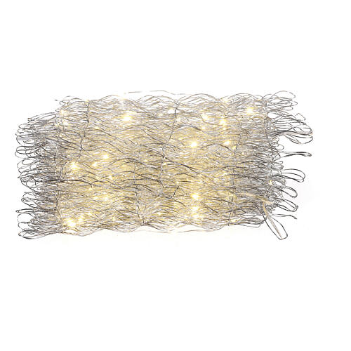 Faixa 2 m metal prateado 120 nano LEDs brancos cobre base árvore 6