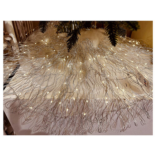 LED Christmas tree skirt 2 m silver metal band 120 nano white lights 1