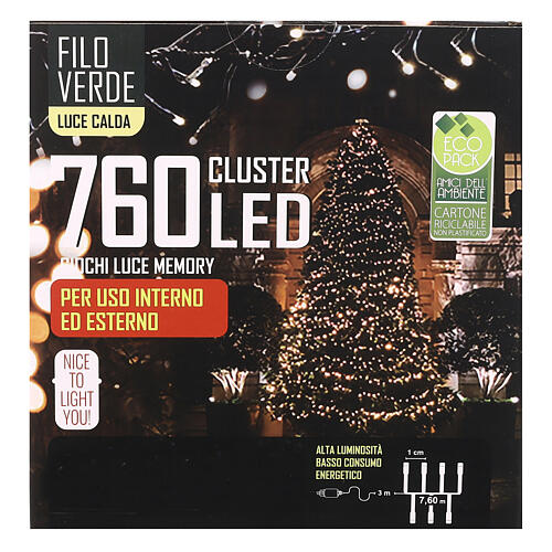 Cacho 760 nano LEDs branco quente 10 m temporizador e jogos de luzes 5