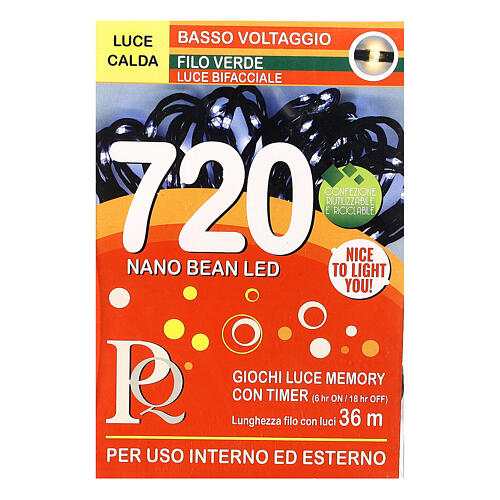 720 nano bean LED lights, warm white, timer and light modes 5