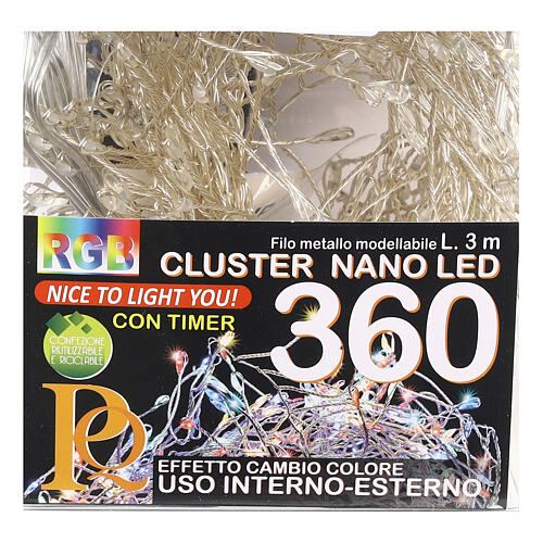 Cluster of 360 nano-LED lights, changing colours, 6 m, with timer and light modes 5