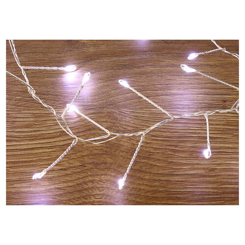 Guirlande lumineuse touffue 500 gouttes LEDs blanc froid 10 m minuteur et jeux de lumières câble cuivre pliable 3