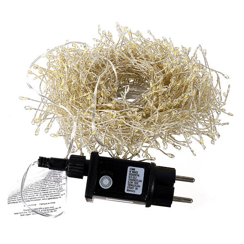 Guirlande lumineuse touffue 500 gouttes LEDs blanc froid 10 m minuteur et jeux de lumières câble cuivre pliable 8