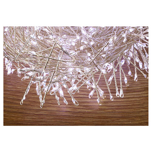 Cluster of 1000 LED drops, cold white, 20 m, timer and light 
modes, copper pliable cable 4