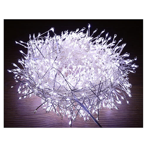 Cluster of 1000 ice white LED drops, 20 m copper cable, timer and light effects 5