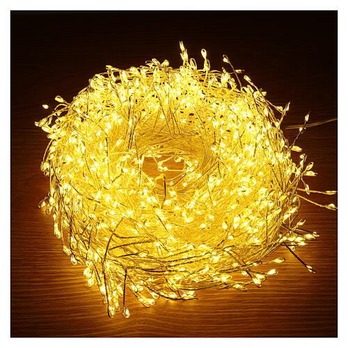 Cluster of 500 LED drops, warm white, 10 m, timer and light 
modes, copper pliable cable 5
