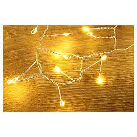 Guirlande lumineuse touffue 500 gouttes LEDs blanc chaud 10 m minuteur et jeux de lumières câble cuivre pliable