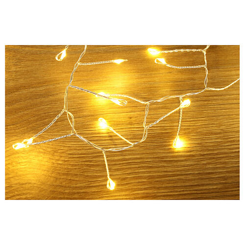 Guirlande lumineuse touffue 500 gouttes LEDs blanc chaud 10 m minuteur et jeux de lumières câble cuivre pliable 2