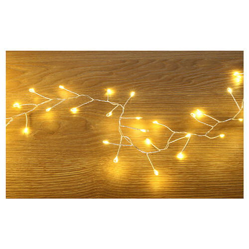 Guirlande lumineuse touffue 500 gouttes LEDs blanc chaud 10 m minuteur et jeux de lumières câble cuivre pliable 4