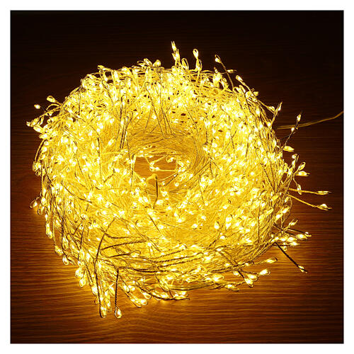 Cluster of 1000 LED drops, warm white, 20 m, timer and light 
modes, copper pliable cable 5