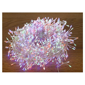 Cluster 500 drops of multicolored led 10 m timer and light effects mouldable copper cable