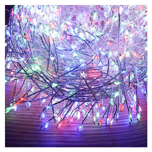 Cluster 500 drops of multicolored led 10 m timer and light effects mouldable copper cable 4