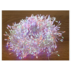 Guirlande lumineuse touffue 1000 gouttes LEDs multicolores 20 m minuteur et jeux de lumières câble cuivre pliable