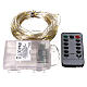 Battery Christmas lights, 100 cold white LED drops, pliable copper cable, 10 m, with remote s8