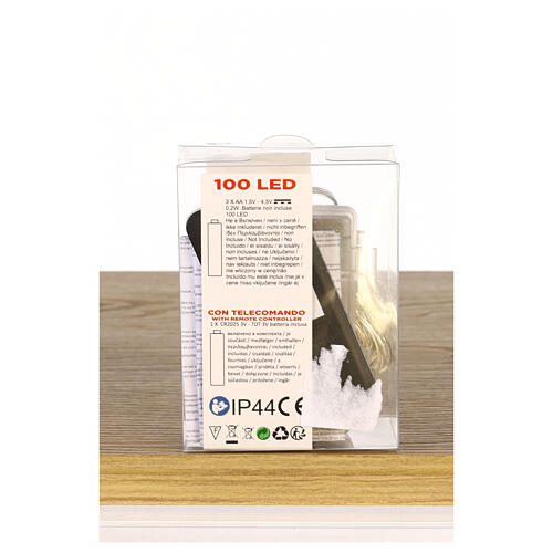 100 gouttes LED blanc froid fil nu cuivre pliable 10 m télécommande à piles 5