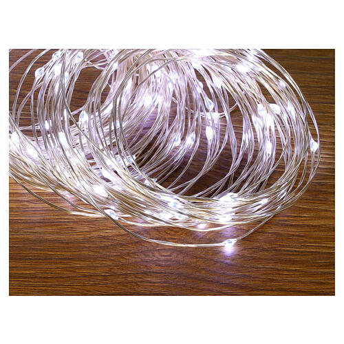 100 LED lights cool white drops moldable copper wire 10 m with battery remote control 4