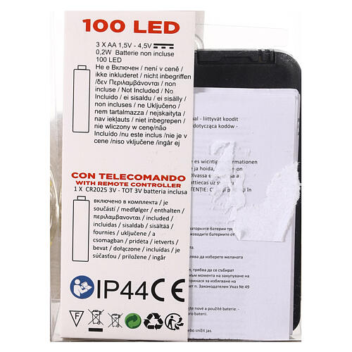 100 gouttes LED blanc chaud fil nu cuivre pliable 10 m télécommande à piles 7