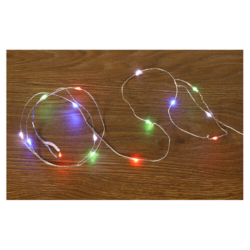 Battery Christmas lights, 100 mutlicoloured LED drops, pliable copper cable, 10 m, with remote 2