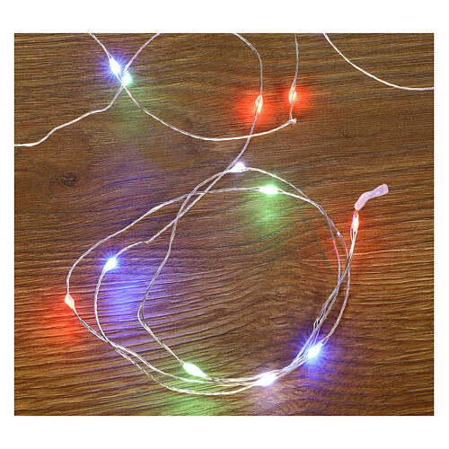 Battery Christmas lights, 100 mutlicoloured LED drops, pliable copper cable, 10 m, with remote 3