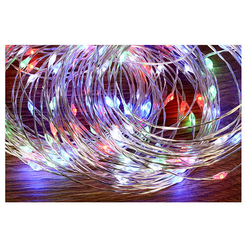 Battery Christmas lights, 100 mutlicoloured LED drops, pliable copper cable, 10 m, with remote 4