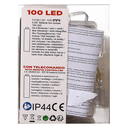 100 gouttes LED multicolores fil nu cuivre pliable 10 m télécommande à piles 6