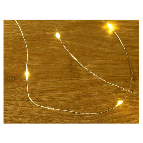 Battery Christmas lights, 200 warm white LED drops, pliable copper cable, 20 m, with remote 3