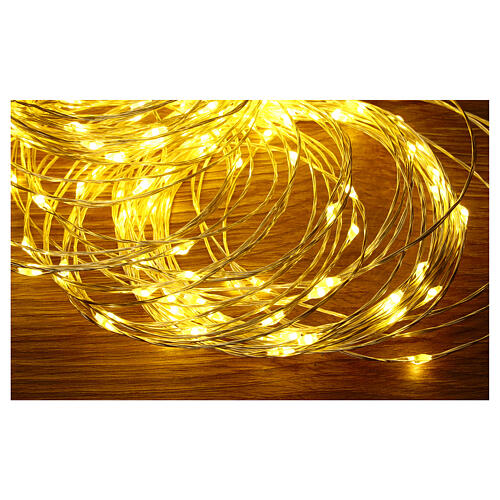 Battery Christmas lights, 200 warm white LED drops, pliable copper cable, 20 m, with remote 4