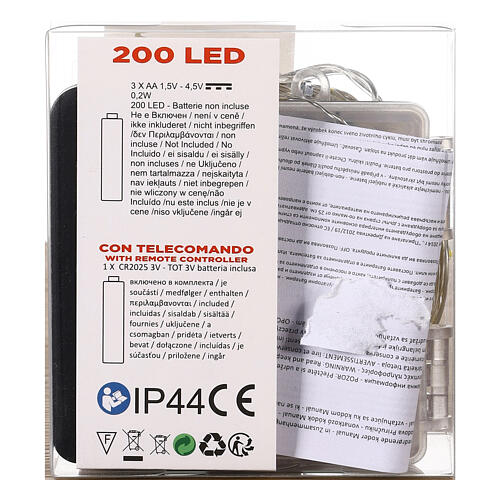 200 gouttes LED blanc chaud fil nu cuivre pliable 10 m télécommande à piles 8