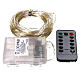 200 warm white LED fairy lights with remote control, 20 m moldable copper cable s9