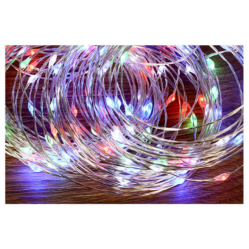 Battery Christmas lights, 200 multicoloured LED drops, pliable copper cable, 20 m, with remote 4