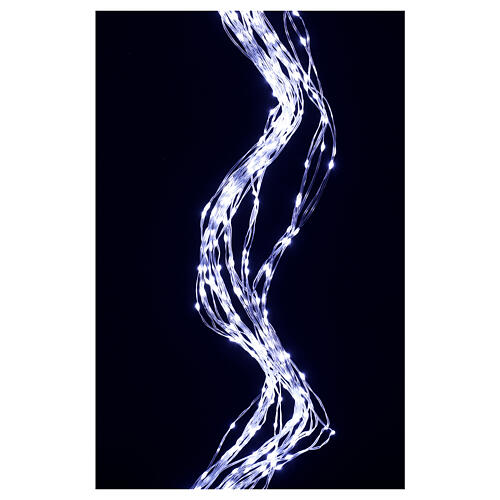 Wasserfall 700 LED-Tropfen kaltweiß transparentes Kabel Lichtspiele und Timer, 2,5 m 2